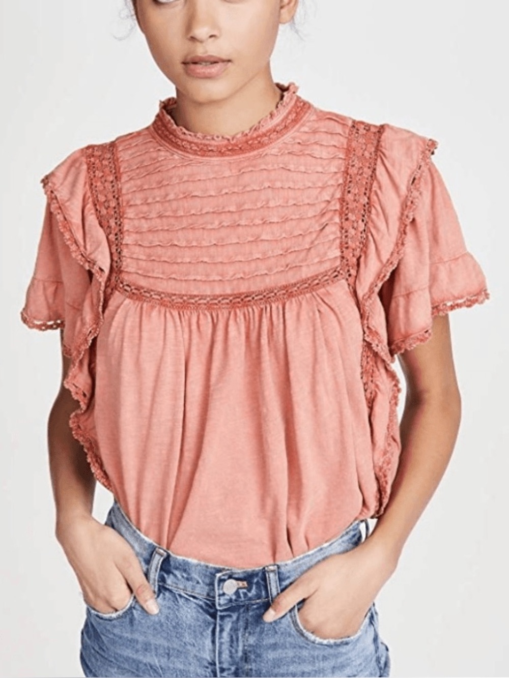 Free people La Femme Flutter Sleeve blouse